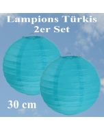 Lampions Türkis, 30 cm, 2er Set