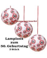 Lampions, Verkehrsschild 50, 3 Stück-Set