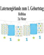 Laternengirlande zum 1. Geburtstag, Hellblau