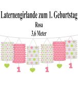 Laternengirlande zum 1. Geburtstag, Rosa