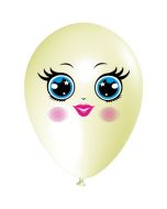 Luftballon Gesicht, Frau mit blauen Augen, elfenbein, 1 Stück