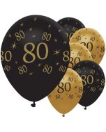 Black and Gold 80, Luftballons aus Latex zum 80. Geburtstag