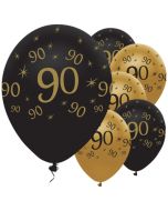 Black and Gold 90, Luftballons aus Latex zum 90. Geburtstag