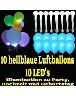 LED-Luftballons, Hellblau, 10 Stück