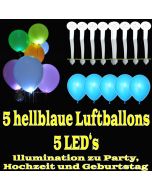 LED-Luftballons, Hellblau, 5 Stück