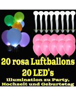LED-Luftballons, Rosa, 20 Stück