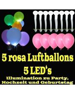 LED-Luftballons, Rosa, 5 Stück