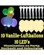 LED-Luftballons, Vanille, 10 Stück
