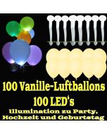 LED-Luftballons, Vanille, 100 Stück