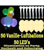 LED-Luftballons, Vanille, 50 Stück