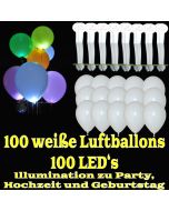 LED-Luftballons, Weiß, 100 Stück