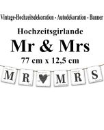 Letterbanner Mr & Mrs, Vintage-Look