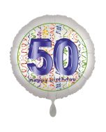 Luftballon aus Folie, Satin Luxe zum 50. Geburtstag, Rundballon weiß, 45 cm