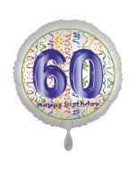 Luftballon aus Folie, Satin Luxe zum 60. Geburtstag, Rundballon weiß, 45 cm