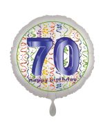 Luftballon aus Folie, Satin Luxe zum 70. Geburtstag, Rundballon weiß, 45 cm