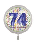Luftballon aus Folie, Satin Luxe zum 74. Geburtstag, Rundballon weiß, 45 cm