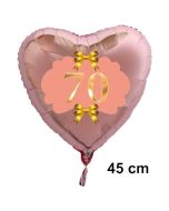 Herzluftballon aus Folie, Rosegold, zum 70. Geburtstag, Rosa-Gold