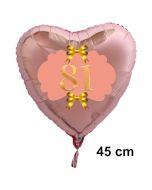 Herzluftballon aus Folie, Rosegold, zum 81. Geburtstag, Rosa-Gold