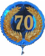 Luftballon aus Folie mit Ballongas, Zahl 70 im Lorbeerkranz, zum 70. Geburtstag, Jubiläum oder Jahrestag