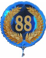 Luftballon aus Folie mit Ballongas, Zahl 88 im Lorbeerkranz, zum 88. Geburtstag, Jubiläum oder Jahrestag