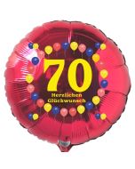 Luftballon aus Folie zum 70. Geburtstag, roter Rundballon, Balloons, Herzlichen Glückwunsch, inklusive Ballongas