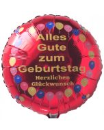 Luftballon Alles Gute zum Geburtstag, Herzlichen Glückwunsch, Balloons, Rundballon mit Helium-Ballongas