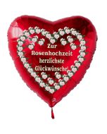 Roter Herzluftballon aus Folie: Zur Rosenhochzeit herzlichste Glückwünsche!