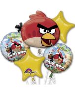 Luftballon-Bouquet Angry Birds, 5 Folienballons zum Kindergeburtstag mit Helium