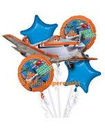 Luftballon-Bouquet Planes, 5 Folienballons zum Kindergeburtstag mit Helium