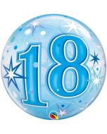Luftballon Bubble zum 18. Geburtstag, Blau ohne Helium/Ballongas