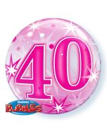 Bubble Luftballon Pink zum 40. Geburtstag, mit Helium