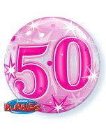 Bubble Luftballon Pink zum 50. Geburtstag, mit Helium