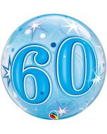Luftballon Bubble zum 60. Geburtstag, Blau ohne Helium/Ballongas