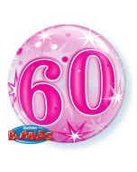 Bubble Luftballon Pink zum 60. Geburtstag, mit Helium