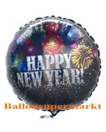 Silvester Luftballon, Silvester-Partydekoration, Folienballon mit Ballongas, Happy New Year Feuerwerk