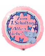 Zum 1. Schultag Alles Liebe! Hellrosa Luftballon zur Einschulung, zum Schulanfang