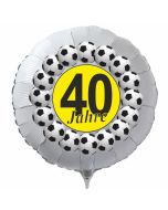 Luftballon aus Folie zum 40. Geburtstag, weisser Rundballon, Fußball, schwarz-gelb,  inklusive Ballongas