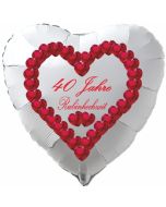 Weißer Herzluftballon aus Folie zur Rubinhochzeit