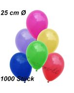 Luftballons 25 cm, Bunt gemischt, 1000 Stück 