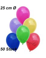 Luftballons 25 cm, Bunt gemischt, 50 Stück 