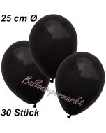 Luftballons 25 cm, Schwarz, 30 Stück 