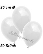 Luftballons 25 cm, Weiß, 50 Stück 