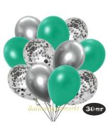 luftballons-30er-pack-10-silber-konfetti-und-10-metallic-tuerkisgruen-10-chrome-silber