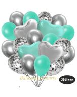 luftballons-30er-pack-9-silber-konfetti-und-9-metallic-aquamarin-8-chrome-silber-2-folienballons-silber-2-folienballons-tuerkis