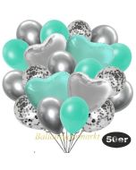 luftballons-50er-pack-14-silber-konfetti-und-15-metallic-aquamarin-15-chrome-silber-3-folienballons-tuerkis-und-3-folienballons-silber