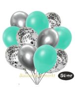 luftballons-50er-pack-15-silber-konfetti-und-18-metallic-aquamarin-17-chrome-silber