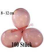 100 Stück Mini-Luftballons Rosegold Metallic, 8 cm -12 cm