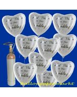 luftballons-aus-folie-Hochzeit-best-wishes-on-your-wedding-day, Set aus 50 Ballons mit Helium