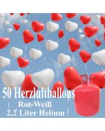 Luftballons-Helium-Einweg-Set-Hochzeit-50-Herzluftballons-Rot-Weiss-2.2-Liter-Einweg-Helium