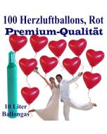 Herzluftballons in Premiumqualität, 100 Stück mit Ballongas-Helium im Set zur Hochzeit